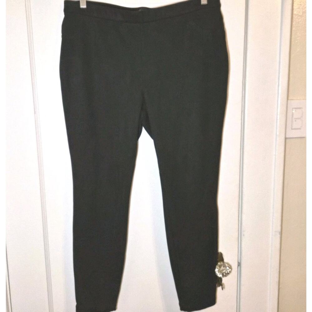 JOAN VASS Black Faux Leather Suede Pants - Women XL ~ 36x27